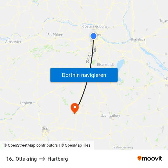 16., Ottakring to Hartberg map