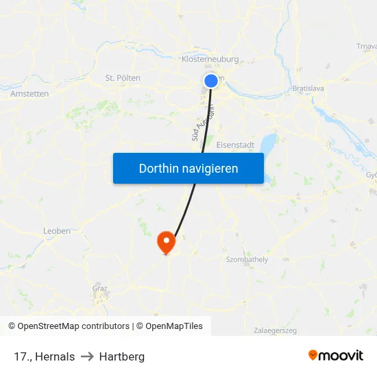 17., Hernals to Hartberg map