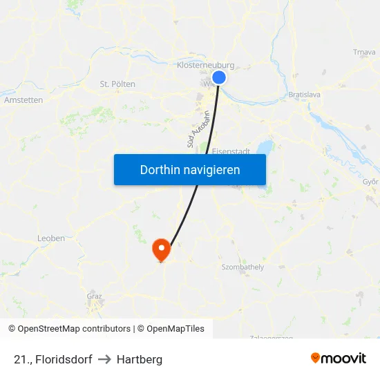 21., Floridsdorf to Hartberg map