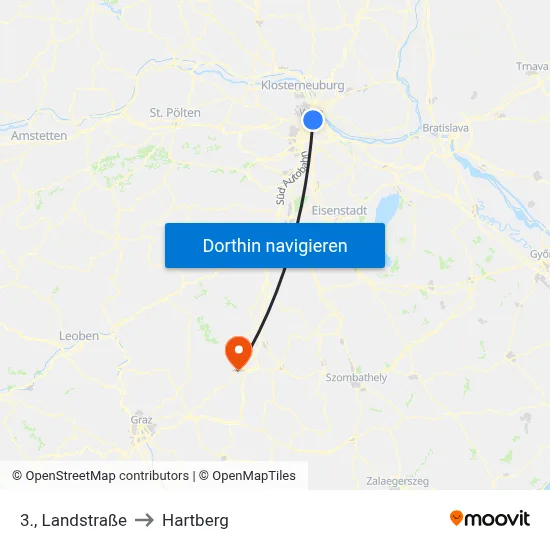 3., Landstraße to Hartberg map