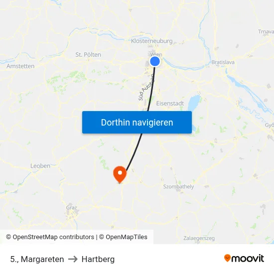 5., Margareten to Hartberg map