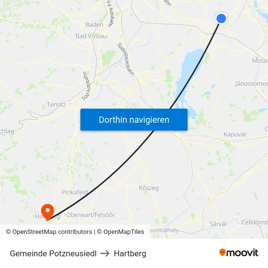 Gemeinde Potzneusiedl to Hartberg map