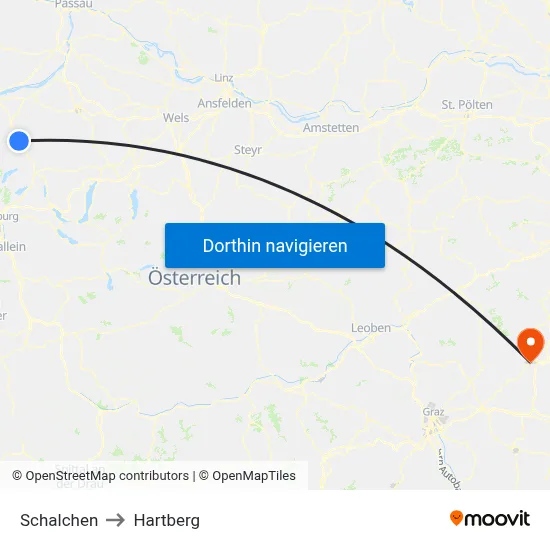 Schalchen to Hartberg map