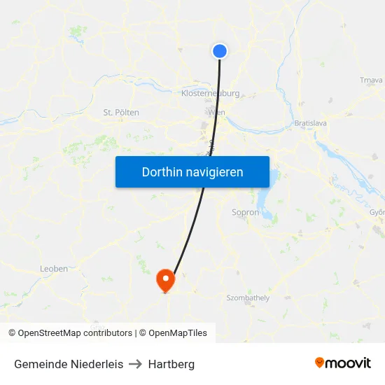 Gemeinde Niederleis to Hartberg map