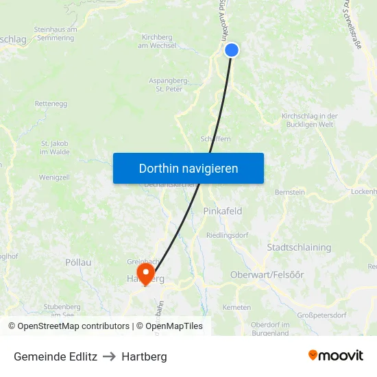 Gemeinde Edlitz to Hartberg map