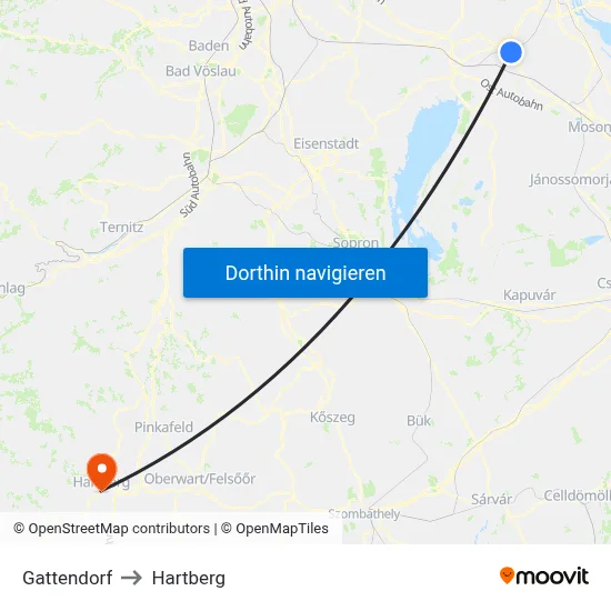 Gattendorf to Hartberg map