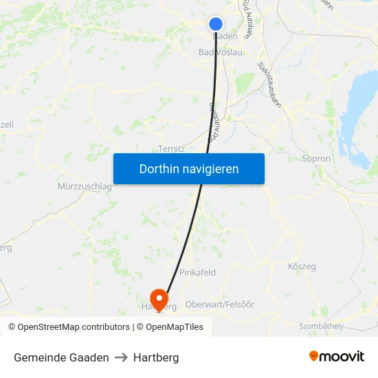Gemeinde Gaaden to Hartberg map
