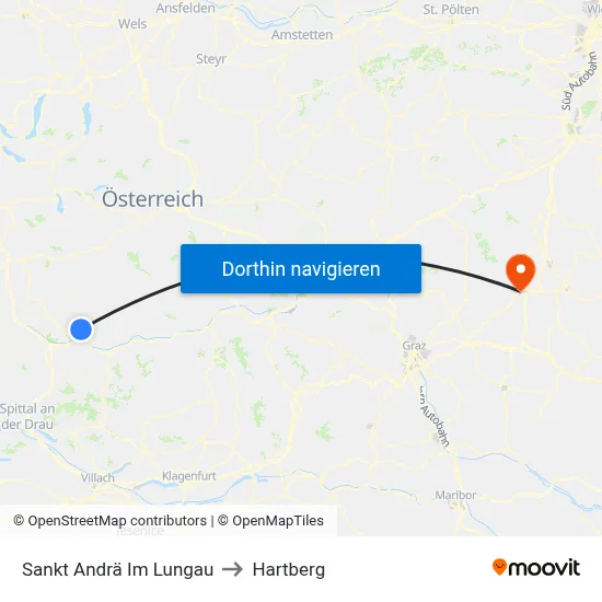 Sankt Andrä Im Lungau to Hartberg map