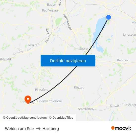 Weiden am See to Hartberg map