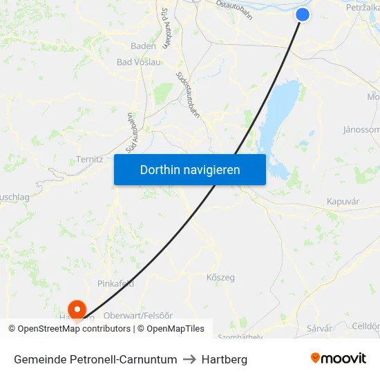 Gemeinde Petronell-Carnuntum to Hartberg map