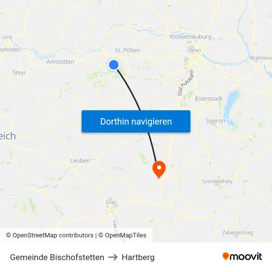 Gemeinde Bischofstetten to Hartberg map