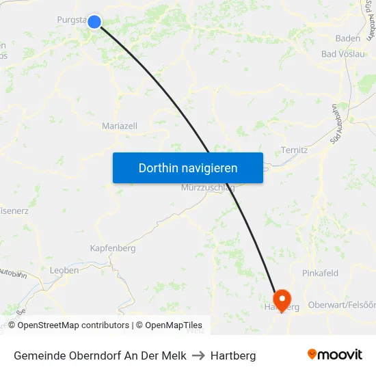 Gemeinde Oberndorf An Der Melk to Hartberg map