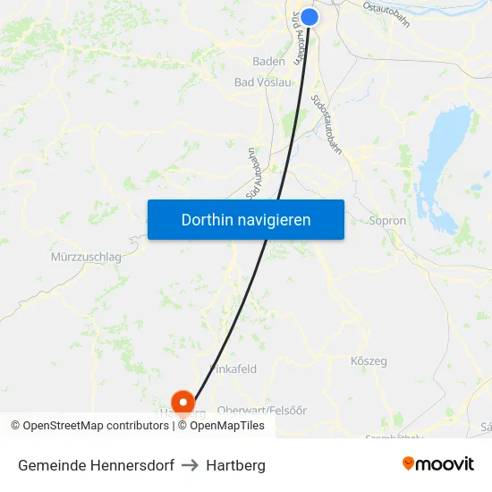 Gemeinde Hennersdorf to Hartberg map