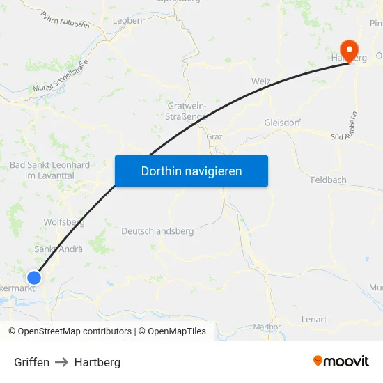 Griffen to Hartberg map
