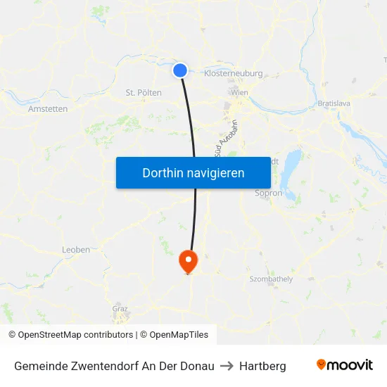 Gemeinde Zwentendorf An Der Donau to Hartberg map