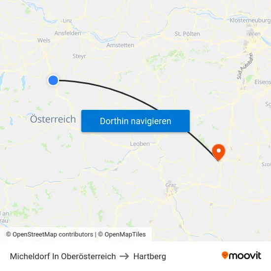 Micheldorf In Oberösterreich to Hartberg map