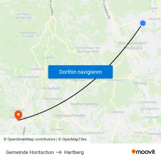 Gemeinde Horitschon to Hartberg map