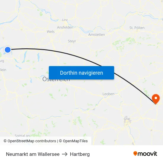 Neumarkt am Wallersee to Hartberg map
