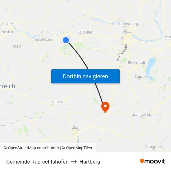 Gemeinde Ruprechtshofen to Hartberg map