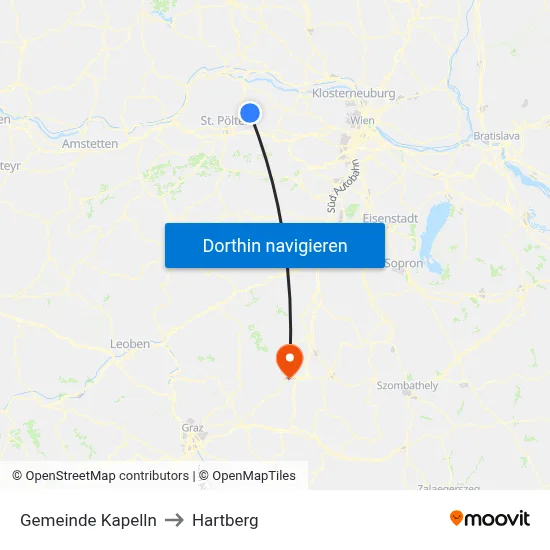 Gemeinde Kapelln to Hartberg map