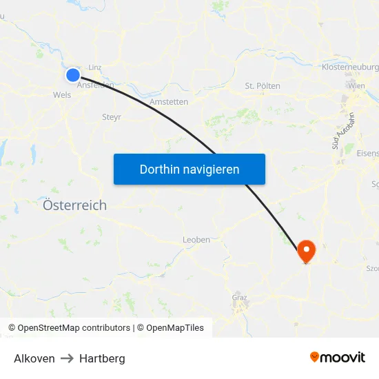 Alkoven to Hartberg map