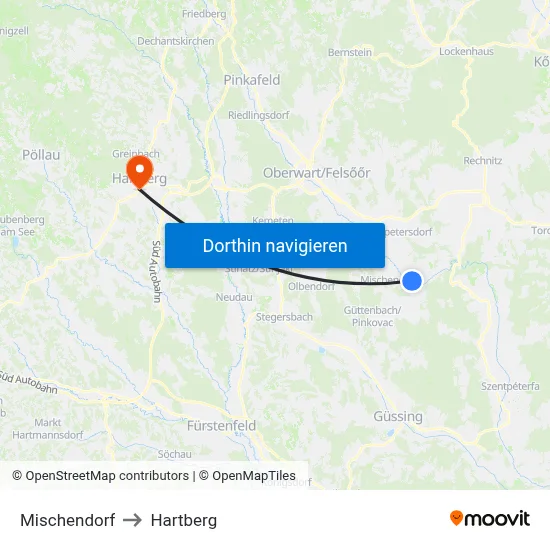 Mischendorf to Hartberg map