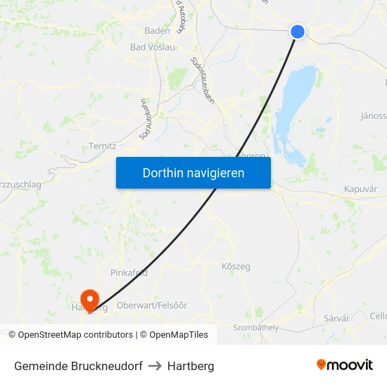 Gemeinde Bruckneudorf to Hartberg map