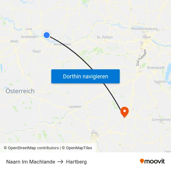 Naarn Im Machlande to Hartberg map