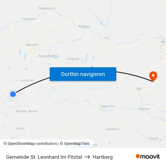 Gemeinde St. Leonhard Im Pitztal to Hartberg map