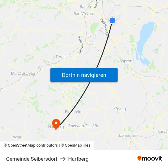 Gemeinde Seibersdorf to Hartberg map