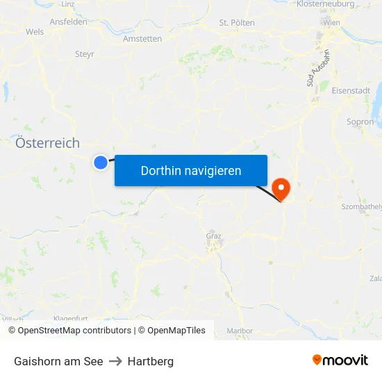 Gaishorn am See to Hartberg map