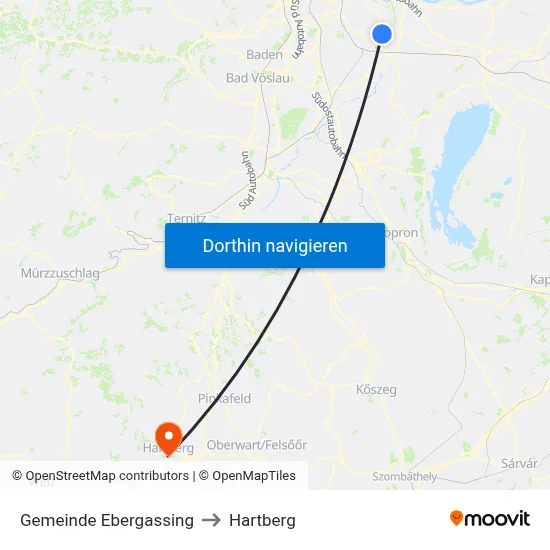 Gemeinde Ebergassing to Hartberg map