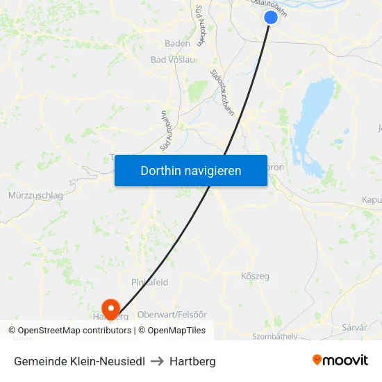 Gemeinde Klein-Neusiedl to Hartberg map