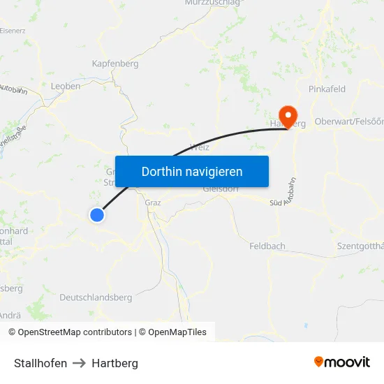 Stallhofen to Hartberg map