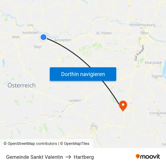 Gemeinde Sankt Valentin to Hartberg map