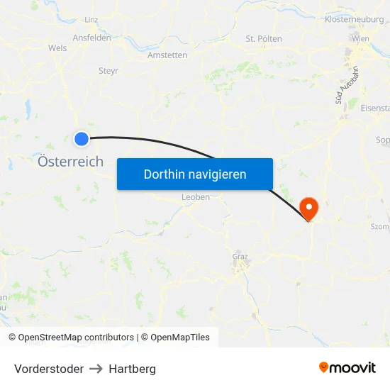 Vorderstoder to Hartberg map