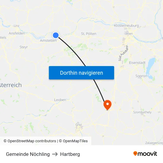 Gemeinde Nöchling to Hartberg map