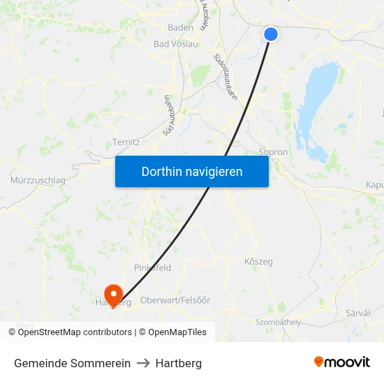 Gemeinde Sommerein to Hartberg map