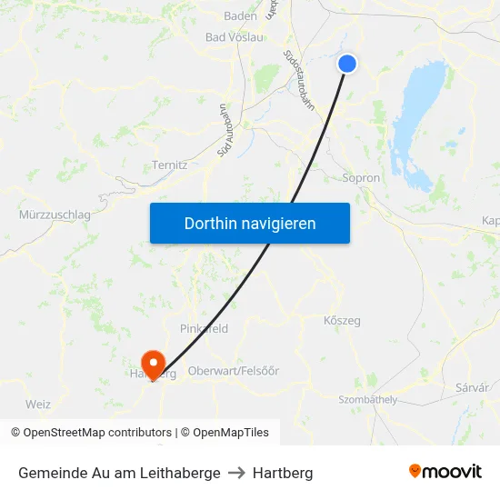 Gemeinde Au am Leithaberge to Hartberg map