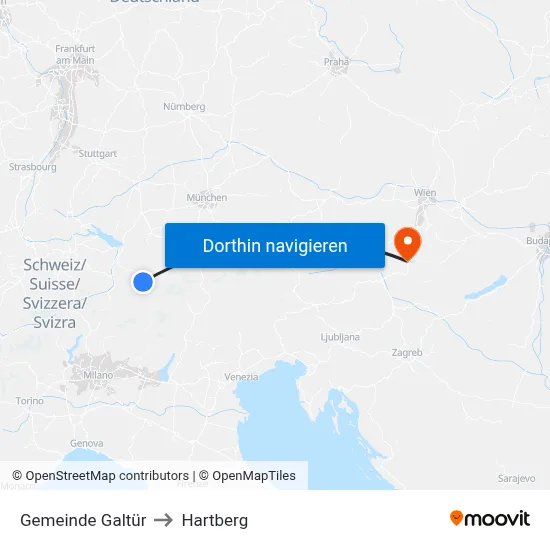 Gemeinde Galtür to Hartberg map