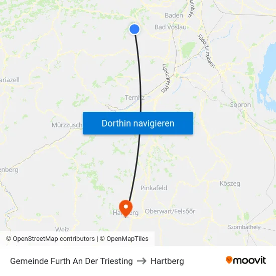 Gemeinde Furth An Der Triesting to Hartberg map