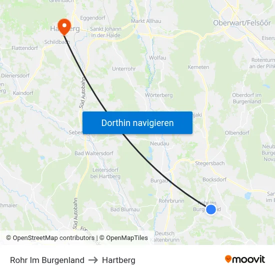 Rohr Im Burgenland to Hartberg map