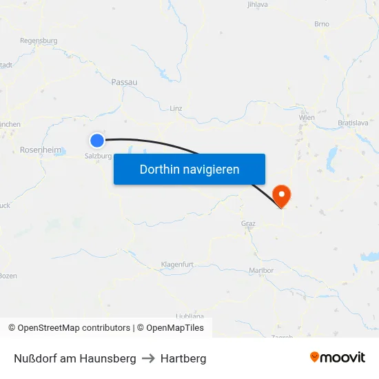 Nußdorf am Haunsberg to Hartberg map