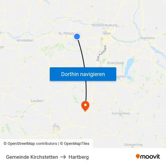 Gemeinde Kirchstetten to Hartberg map