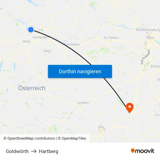 Goldwörth to Hartberg map