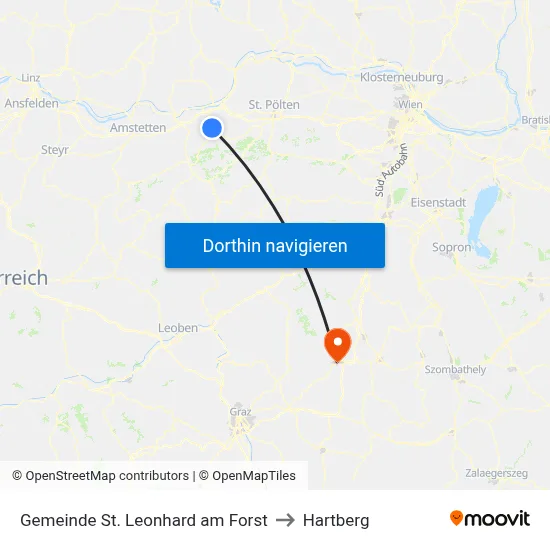 Gemeinde St. Leonhard am Forst to Hartberg map