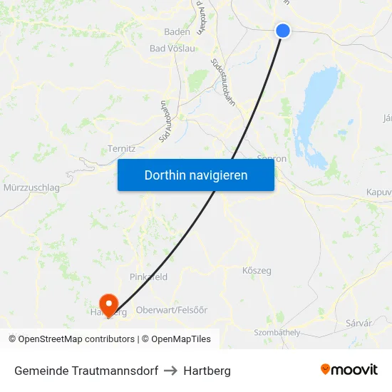Gemeinde Trautmannsdorf to Hartberg map