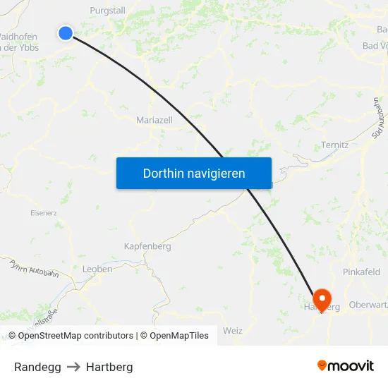 Randegg to Hartberg map