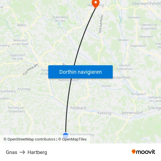 Gnas to Hartberg map