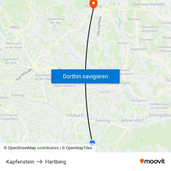 Kapfenstein to Hartberg map